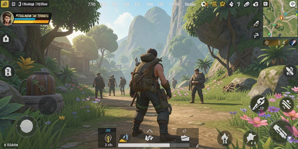 Tampilan gameplay menakjubkan dari 77RP dalam dunia terbuka.