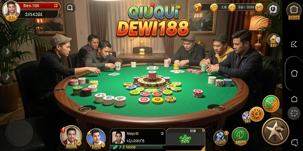 Screenshot gameplay DEWI188 menampilkan aksi seru permainan QiuQiu.