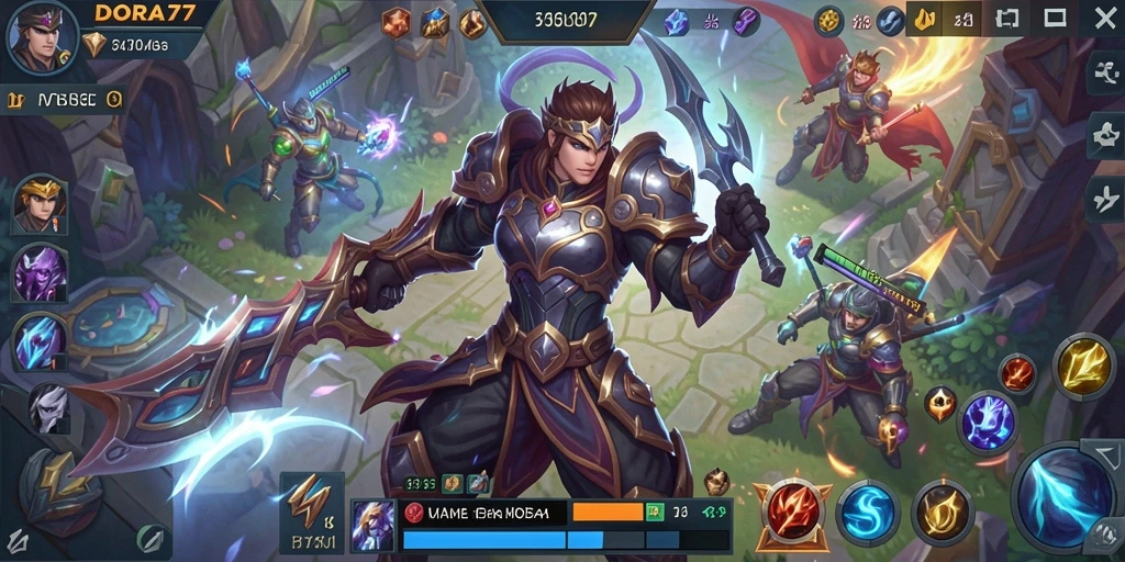 Screenshot gameplay DORA77 yang menampilkan pertempuran tim yang seru.
