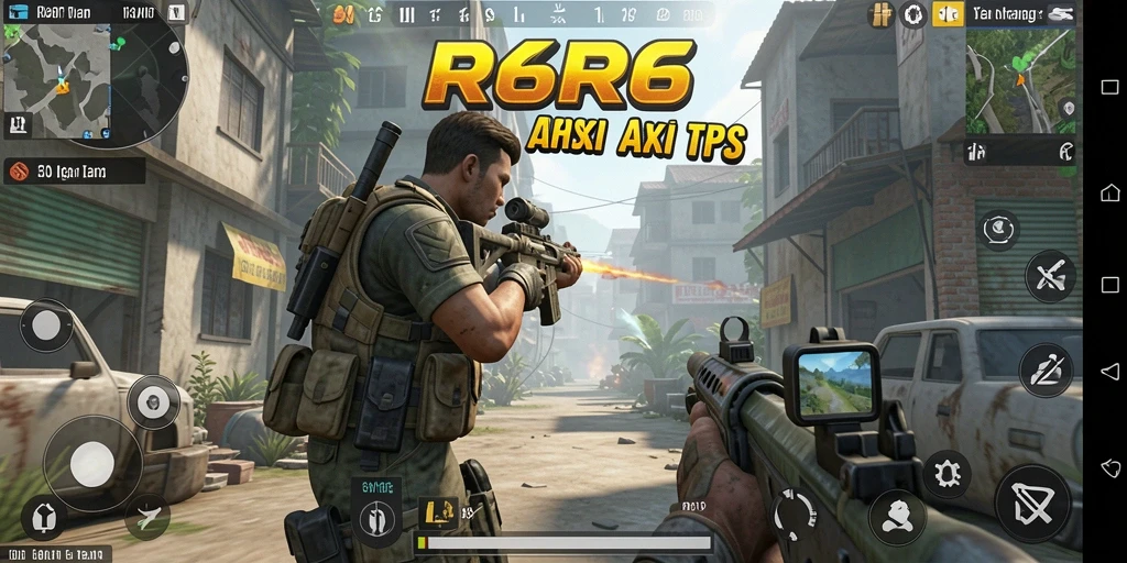 Screenshot R6R6 menampilkan aksi intens dalam gameplay TPS.
