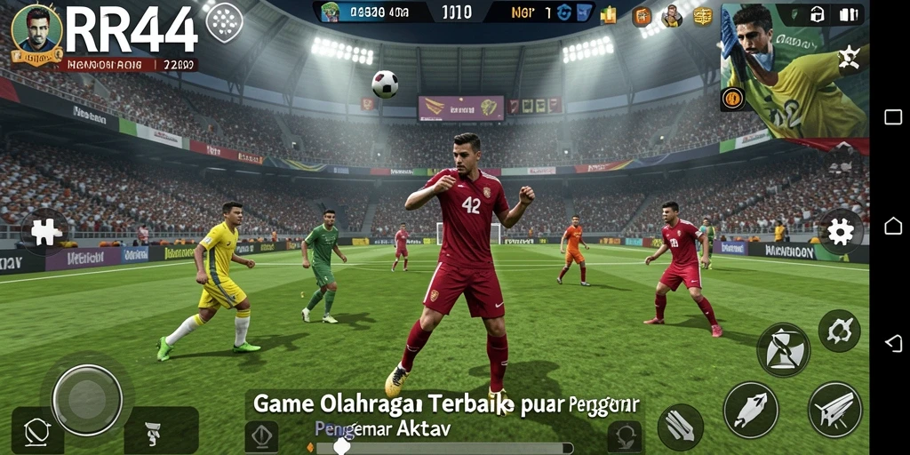 Tampilan dinamis dari gameplay RR44 yang penuh aksi olahraga.