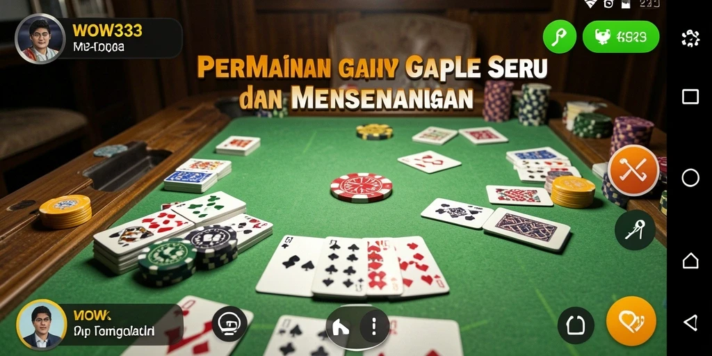 Tampilan gameplay Gaple seru di WOW33 dengan teman-teman.