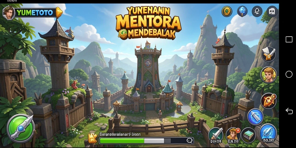 Tampilan gameplay YUMETOTO dengan strategi menara pertahanan yang seru.