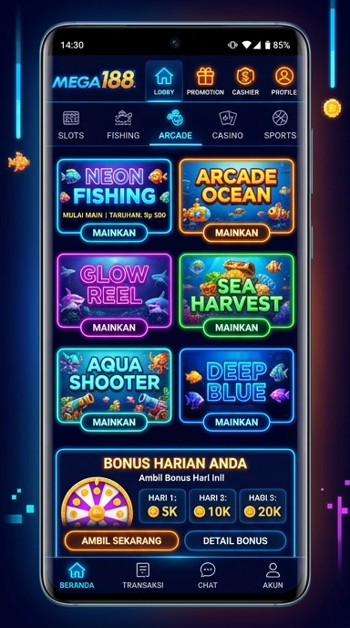 Tampilan antarmuka aplikasi mega188 yang sederhana dan intuitif.